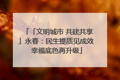 「文明城市 共建共享」永春：民生提质见成效 幸福底色再升级