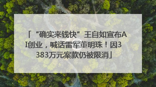 “确实来钱快”王自如宣布AI创业，喊话雷军董明珠！因3383万元案款仍被限消