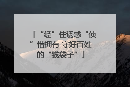 “经”住诱惑“侦”惜拥有 守好百姓的“钱袋子”