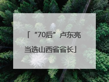 “70后”卢东亮当选山西省省长