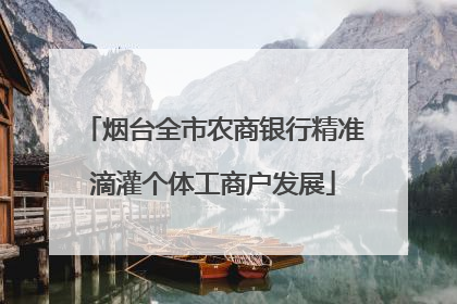 烟台全市农商银行精准滴灌个体工商户发展