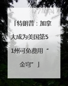 特朗普：加拿大成为美国第51州可免费用“金穹”
