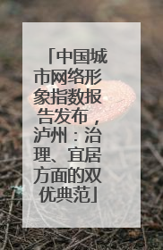 中国城市网络形象指数报告发布，泸州：治理、宜居方面的双优典范