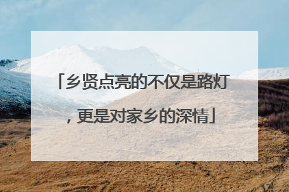 乡贤点亮的不仅是路灯，更是对家乡的深情