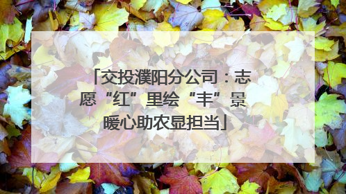 交投濮阳分公司：志愿“红”里绘“丰”景 暖心助农显担当
