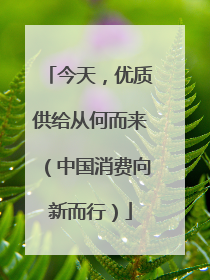 今天，优质供给从何而来（中国消费向新而行）