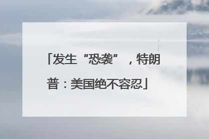 发生“恐袭”，特朗普：美国绝不容忍
