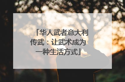 华人武者意大利传武：让武术成为一种生活方式