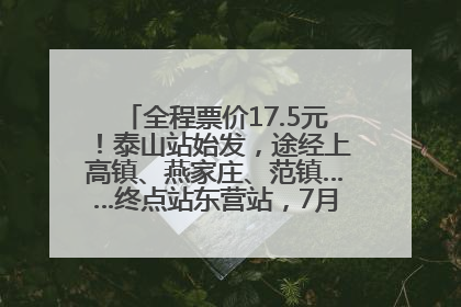 全程票价17.5元！泰山站始发，途经上高镇、燕家庄、范镇……终点站东营站，7月1日开通！