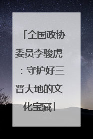 全国政协委员李骏虎：守护好三晋大地的文化宝藏
