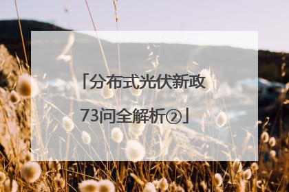 分布式光伏新政73问全解析②