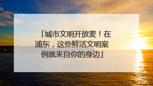 城市文明开放麦！在浦东，这些鲜活文明案例就来自你的身边