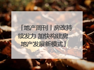 地产周刊丨房改持续发力 加快构建房地产发展新模式