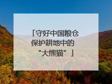 守好中国粮仓 保护耕地中的“大熊猫”