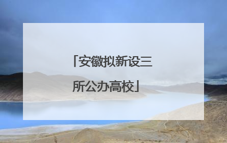 安徽拟新设三所公办高校