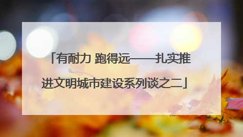 有耐力 跑得远——扎实推进文明城市建设系列谈之二