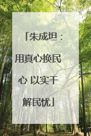 朱成坦：用真心换民心 以实干解民忧