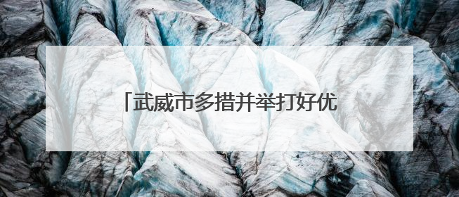 武威市多措并举打好优化营商环境“组合拳”