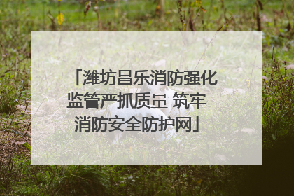 潍坊昌乐消防强化监管严抓质量 筑牢消防安全防护网