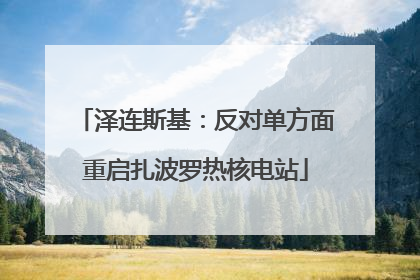 泽连斯基：反对单方面重启扎波罗热核电站