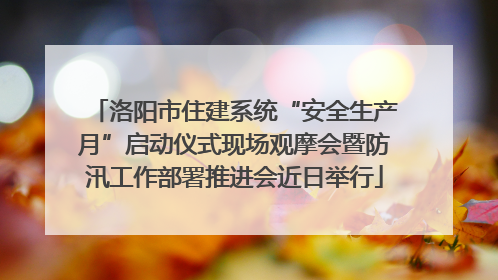 洛阳市住建系统“安全生产月”启动仪式现场观摩会暨防汛工作部署推进会近日举行