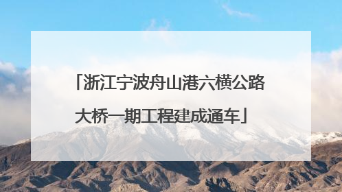 浙江宁波舟山港六横公路大桥一期工程建成通车