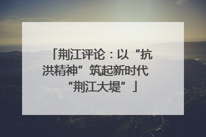 荆江评论：以“抗洪精神”筑起新时代“荆江大堤”