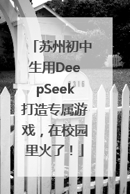 苏州初中生用DeepSeek打造专属游戏，在校园里火了！