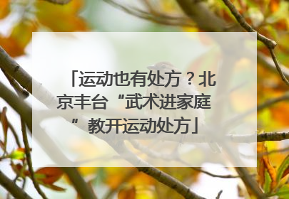 运动也有处方？北京丰台“武术进家庭”教开运动处方