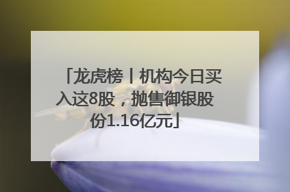 龙虎榜丨机构今日买入这8股，抛售御银股份1.16亿元