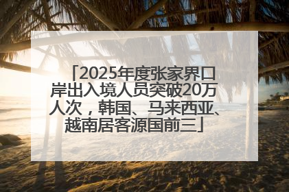 2025年度张家界口岸出入境人员突破20万人次，韩国、马来西亚、越南居客源国前三